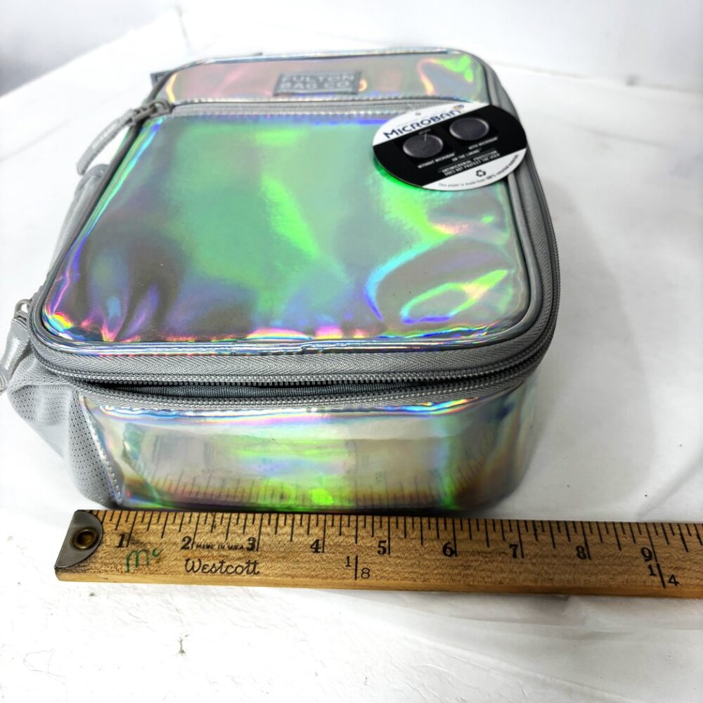 Fulton Bag Co Lunch Bag Insulated Upright Silver Opalescent Tote NWT - Picture 14 of 15